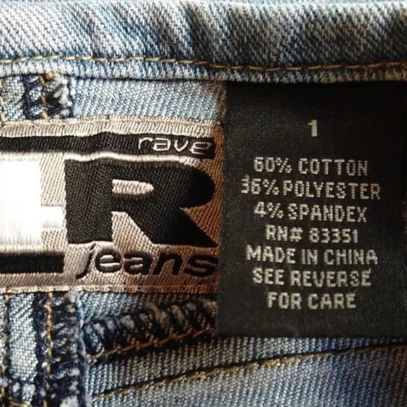 Y2K VTG Rave R4R Studded Super Distressed Jeans Jrs 1 Grunge Punk Crop - Picture 5 of 6